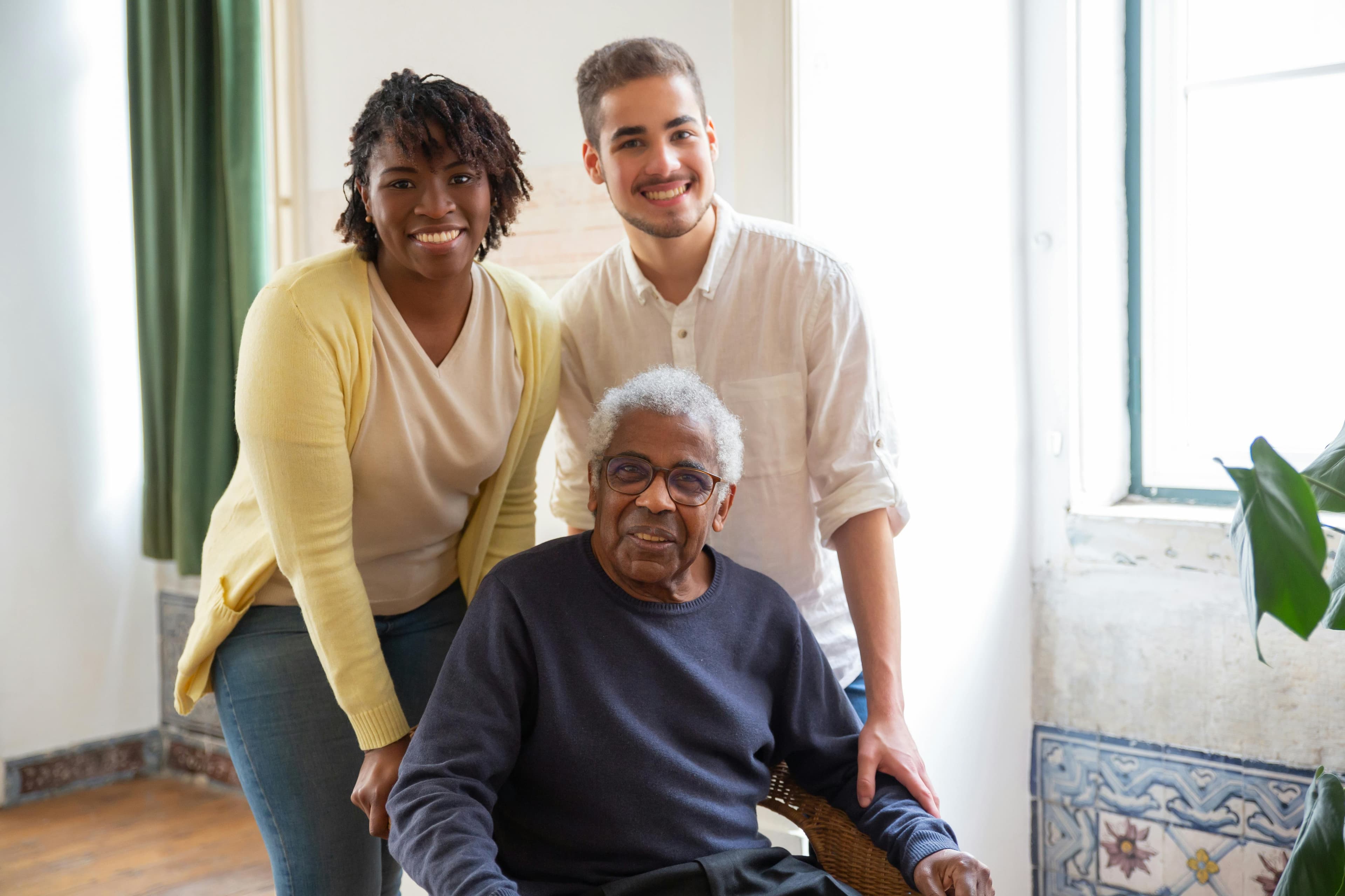 Caregiver working with a patient at home