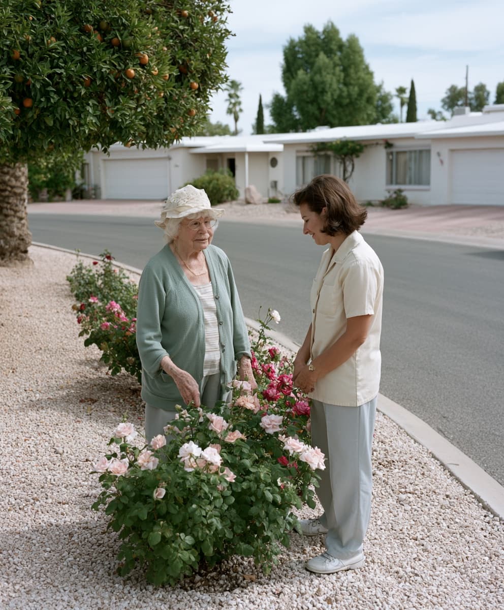 A caregiver and an older adult spending time together at home